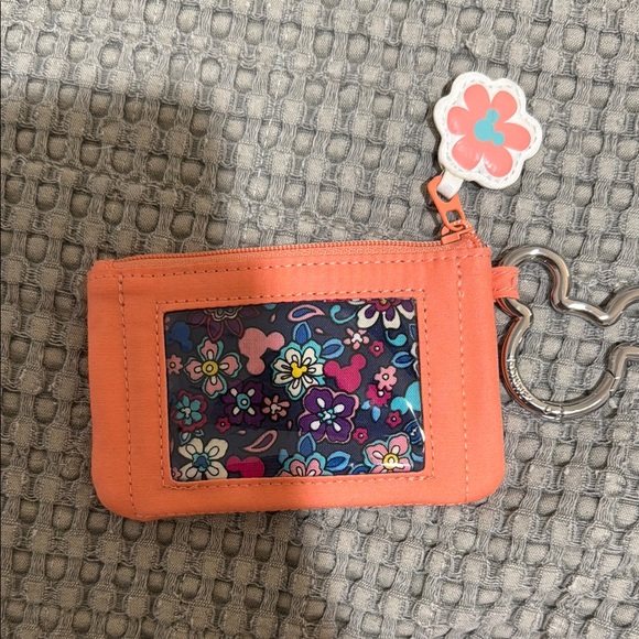 Coral Minnie Mouse Coin Purse with Keychain - Picture 2 of 4